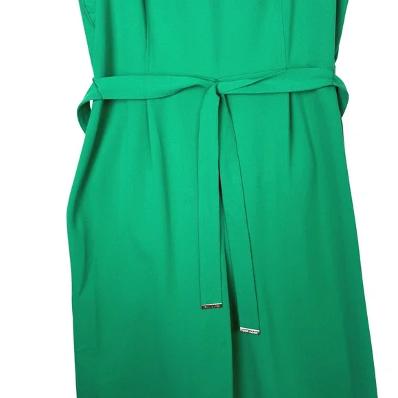 Tommy Hilfiger Green Jumpsuit Women's Ruffle Sleeve V Neck Belted Size 12 - Picture 5 of 16